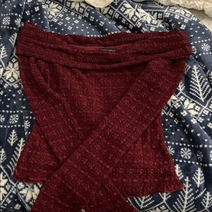 Elegant Burgundy Off-Shoulder Lace top